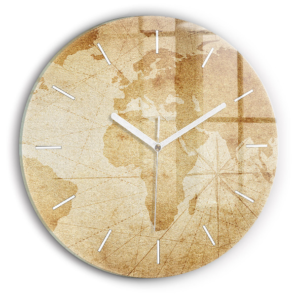 Orologio rotondo Mappa del mondo d'epoca