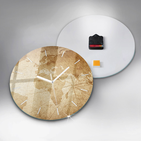 Orologio rotondo Mappa del mondo d'epoca