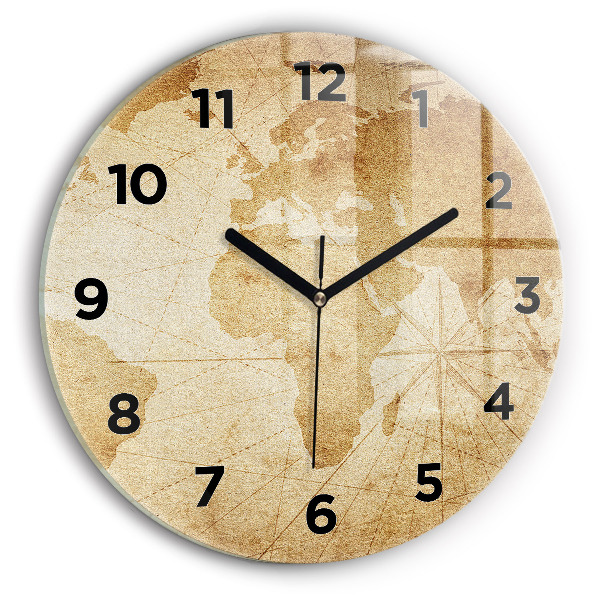 Orologio rotondo Mappa del mondo d'epoca