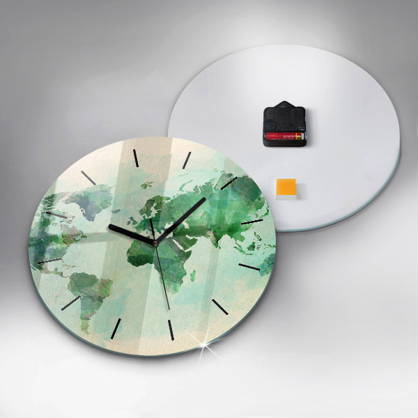 Orologio rotondo Mappa del mondo ad acquerello