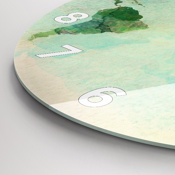 Orologio rotondo Mappa del mondo ad acquerello