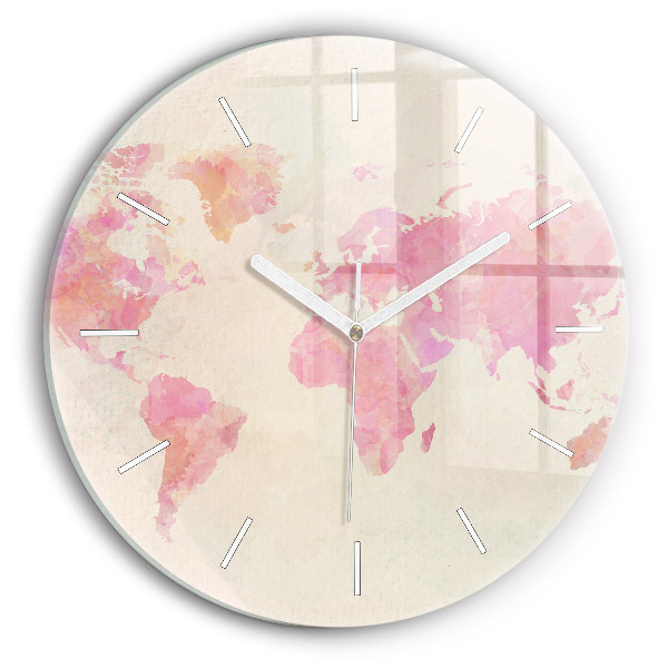 Orologio rotondo Mappa del mondo ad acquerello