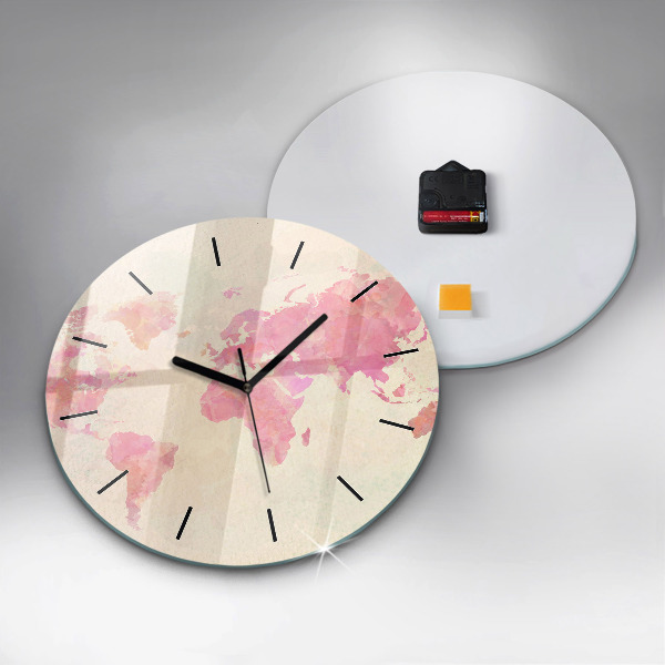 Orologio rotondo Mappa del mondo ad acquerello