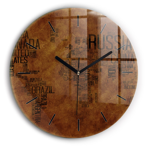 Orologio rotondo Mappa e nomi dei paesi