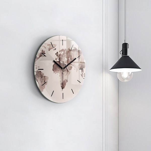 Orologio rotondo Mappa del mondo ad acquerello