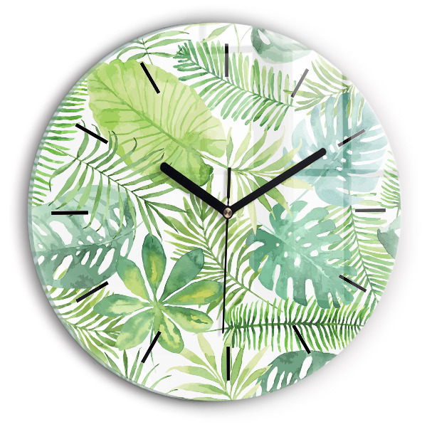 Orologio rotondo Foglie verdi