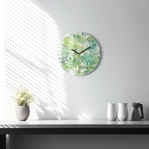 Orologio rotondo Foglie verdi