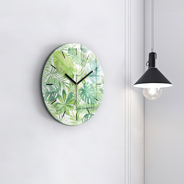 Orologio rotondo Foglie verdi