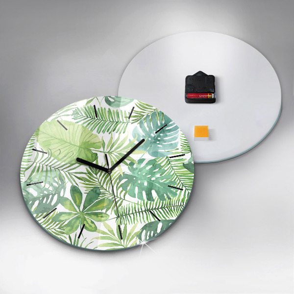 Orologio rotondo Foglie verdi
