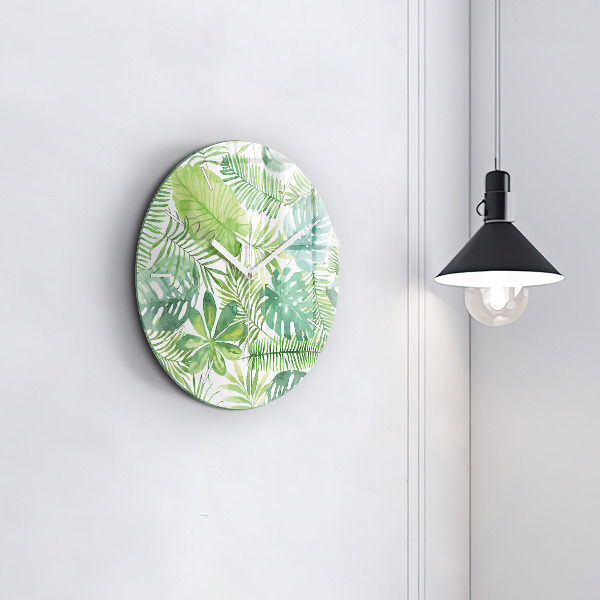 Orologio rotondo Foglie verdi