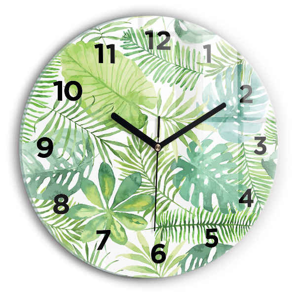 Orologio rotondo Foglie verdi