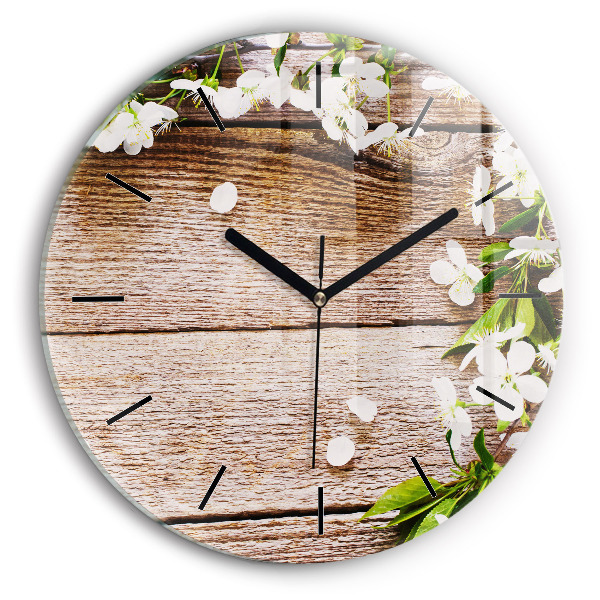 Orologio rotondo Fiori su legno