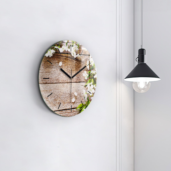 Orologio rotondo Fiori su legno