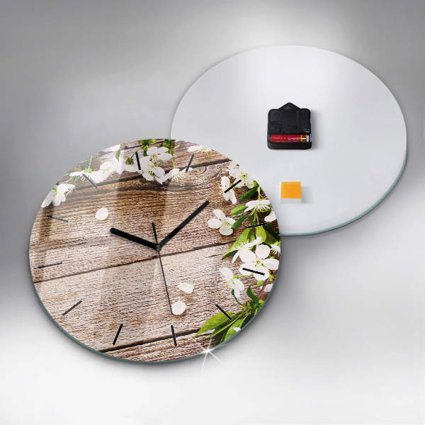 Orologio rotondo Fiori su legno