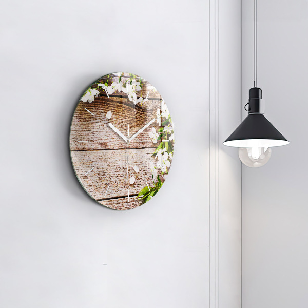 Orologio rotondo Fiori su legno