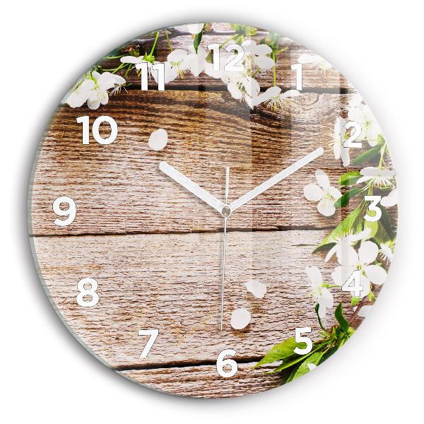 Orologio rotondo Fiori su legno