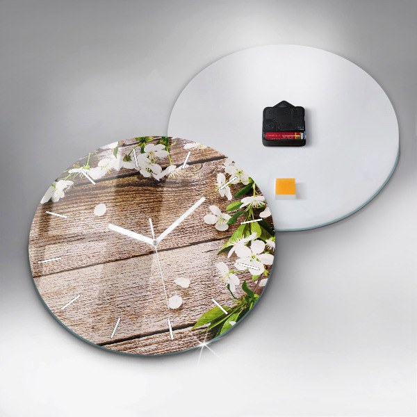 Orologio rotondo Fiori su legno