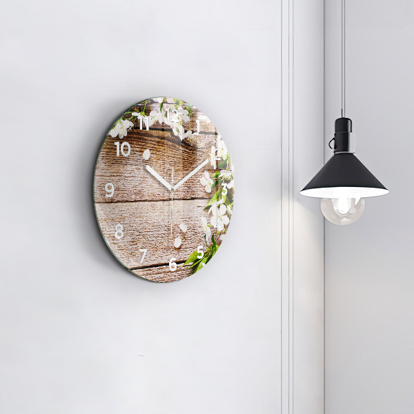 Orologio rotondo Fiori su legno