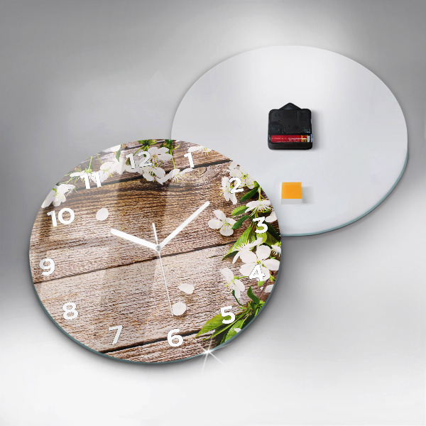 Orologio rotondo Fiori su legno