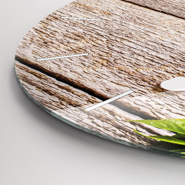 Orologio rotondo Fiori su legno