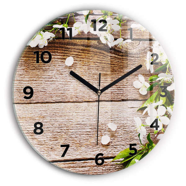 Orologio rotondo Fiori su legno