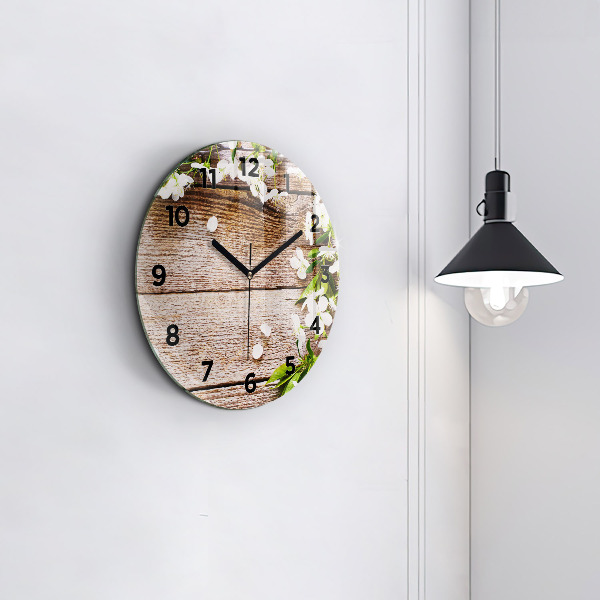 Orologio rotondo Fiori su legno