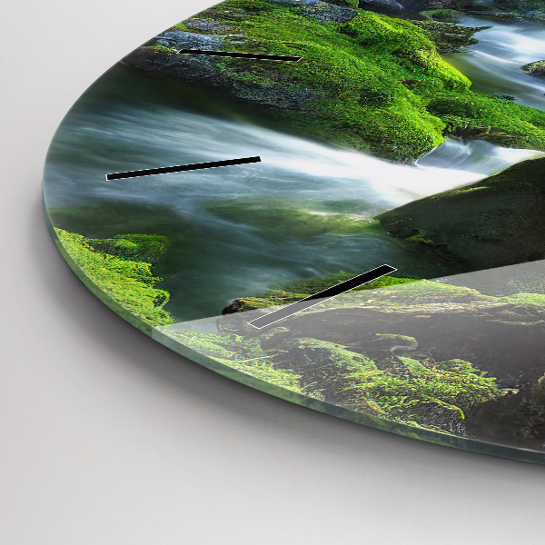 Orologio rotondo in vetro Cascata e rocce