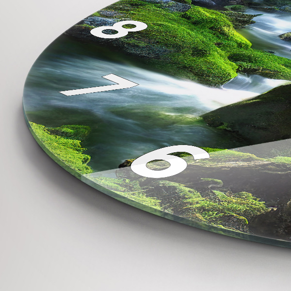 Orologio rotondo in vetro Cascata e rocce