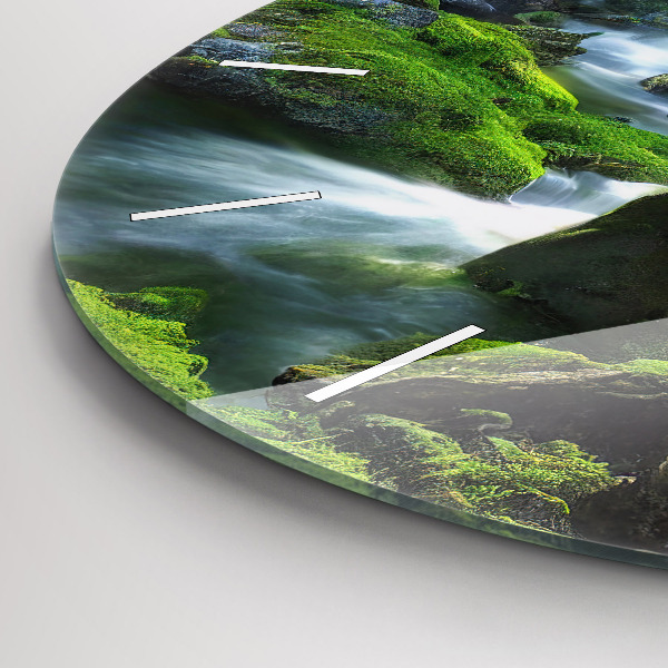 Orologio rotondo in vetro Cascata e rocce