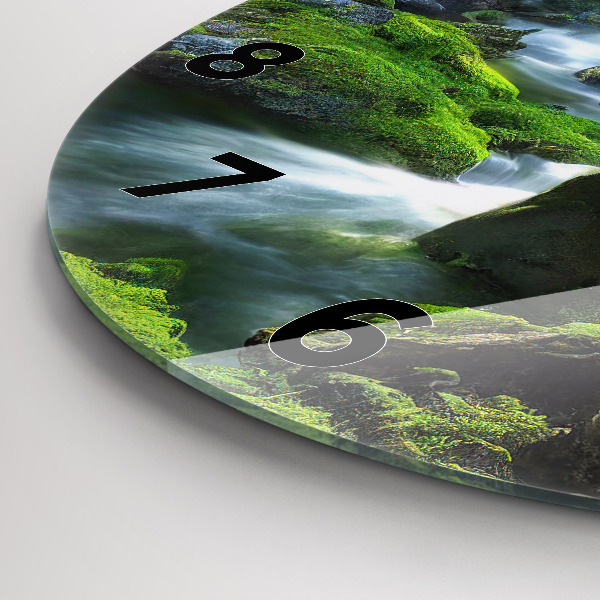 Orologio rotondo in vetro Cascata e rocce