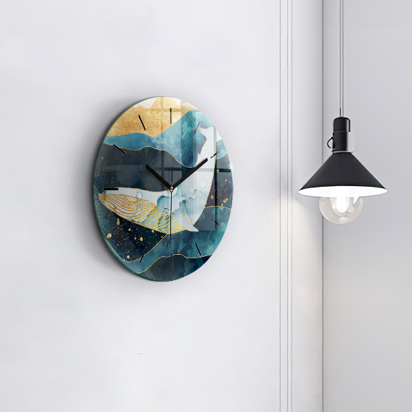 Orologio rotondo in vetro Balena astratta