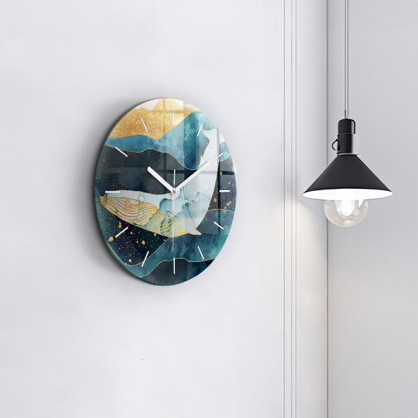 Orologio rotondo in vetro Balena astratta