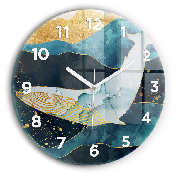 Orologio rotondo in vetro Balena astratta