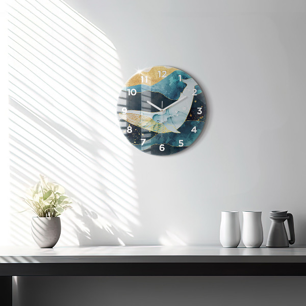 Orologio rotondo in vetro Balena astratta
