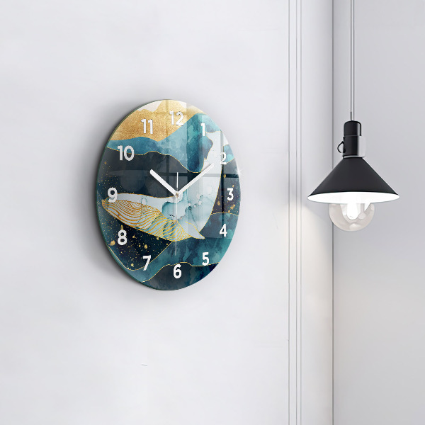 Orologio rotondo in vetro Balena astratta