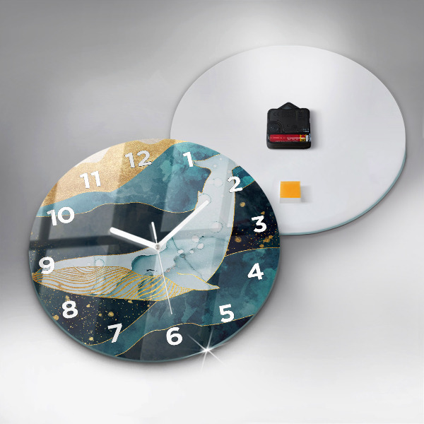 Orologio rotondo in vetro Balena astratta