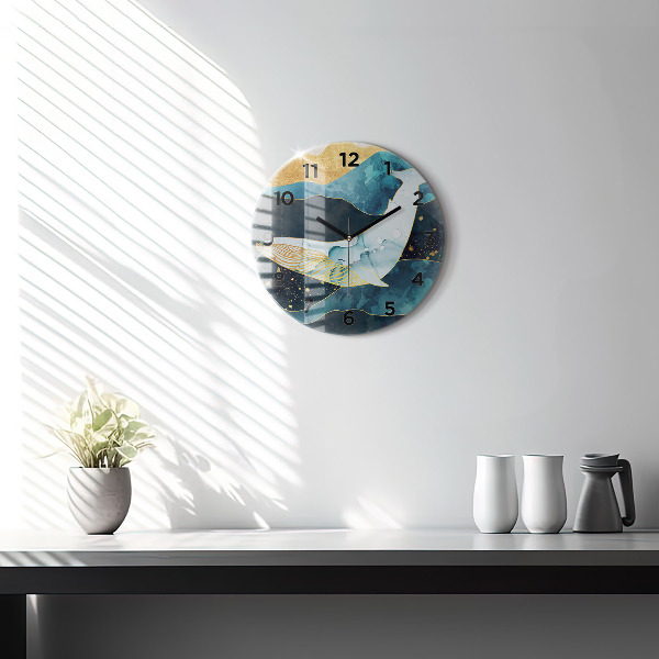 Orologio rotondo in vetro Balena astratta