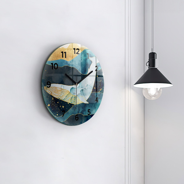 Orologio rotondo in vetro Balena astratta