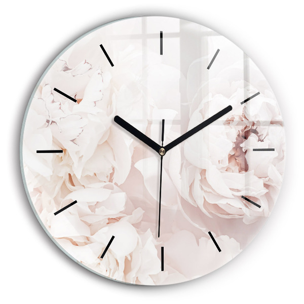 Orologio rotondo in vetro Fiori di peonia