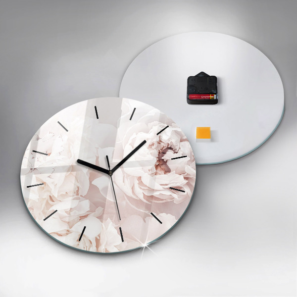 Orologio rotondo in vetro Fiori di peonia