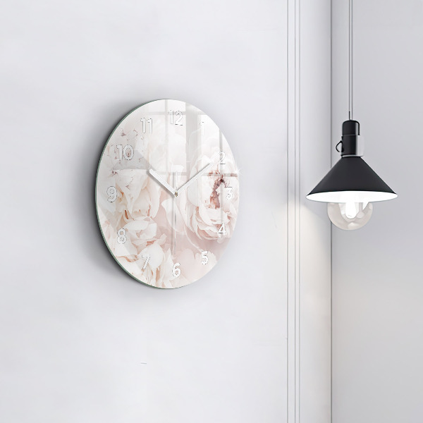 Orologio rotondo in vetro Fiori di peonia