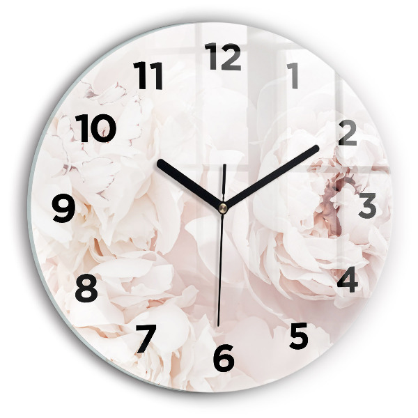 Orologio rotondo in vetro Fiori di peonia