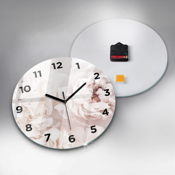 Orologio rotondo in vetro Fiori di peonia