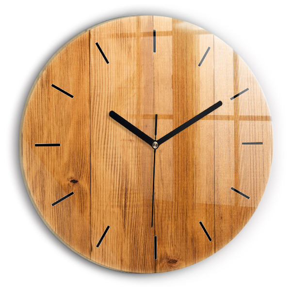 Orologio rotondo in vetro Tavole di legno
