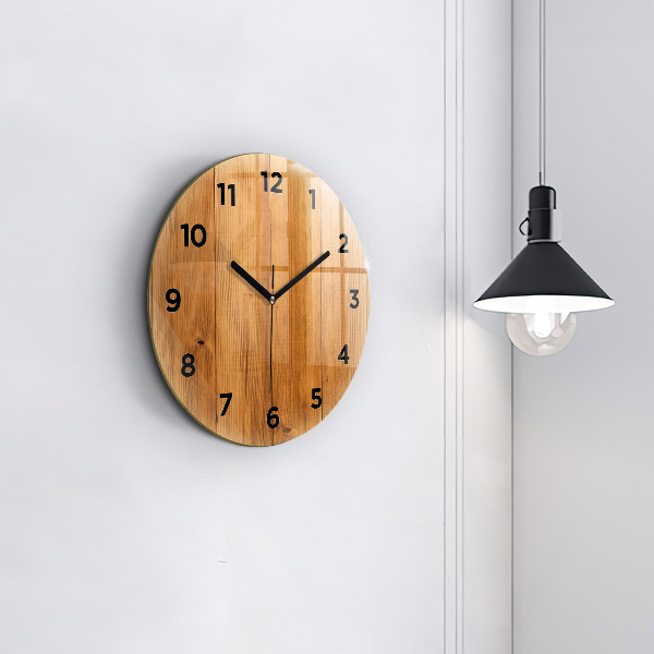 Orologio rotondo in vetro Tavole di legno