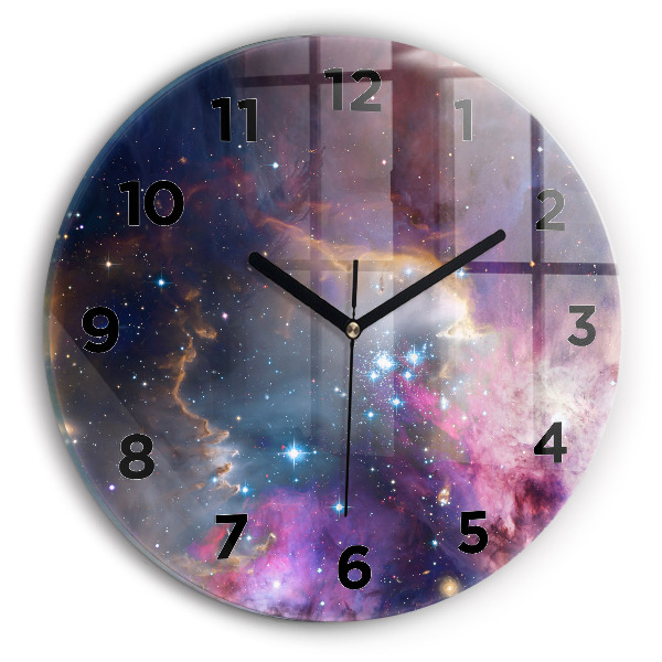 Orologio rotondo in vetro Galassia e stelle