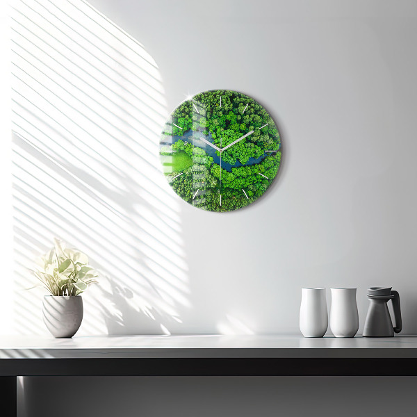 Orologio rotondo Fiume nella foresta