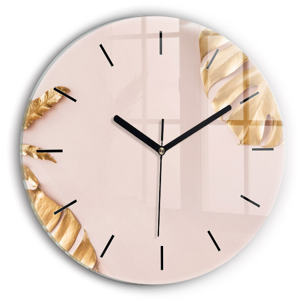 Orologio rotondo Foglie tropicali dorate