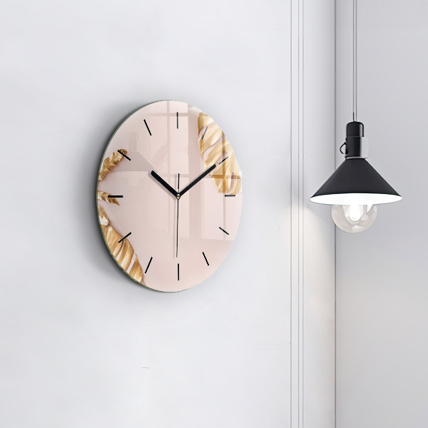 Orologio rotondo Foglie tropicali dorate