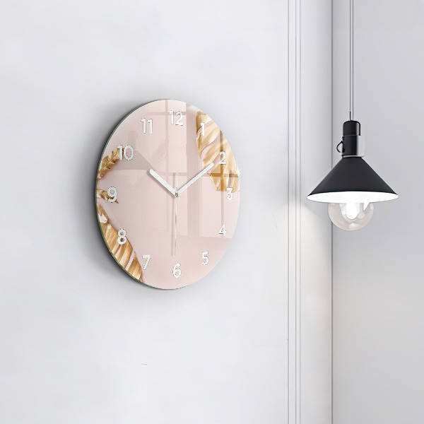 Orologio rotondo Foglie tropicali dorate
